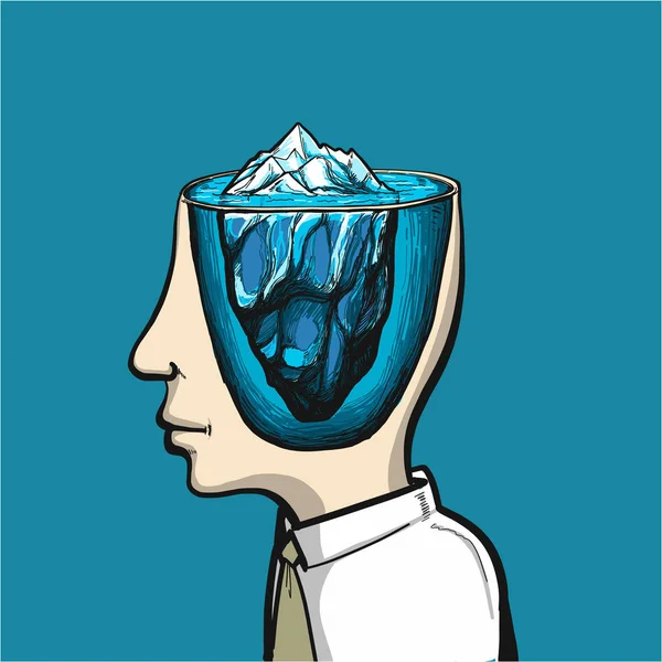 Glacier de conscience et subconscient dans la tête — Image vectorielle