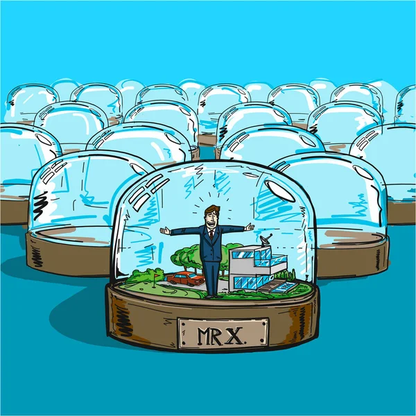 Businessman in snow globe — Stock Vector