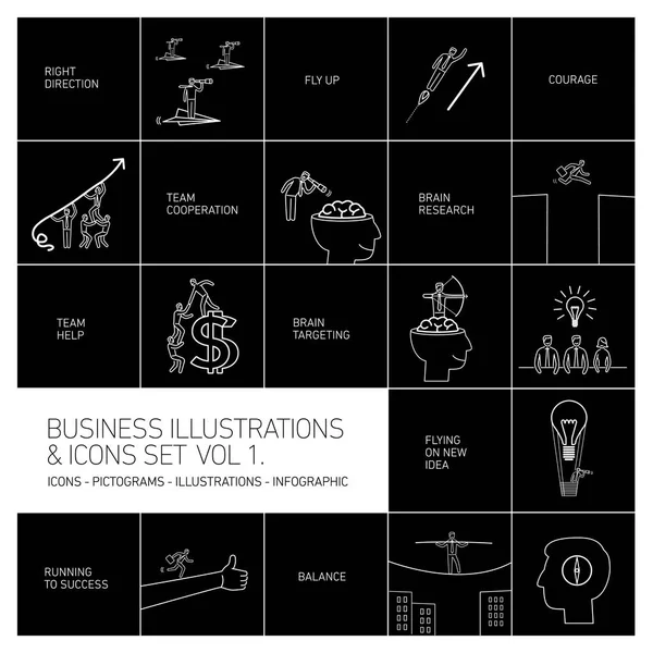 Vector concept business icons set — Stock Vector