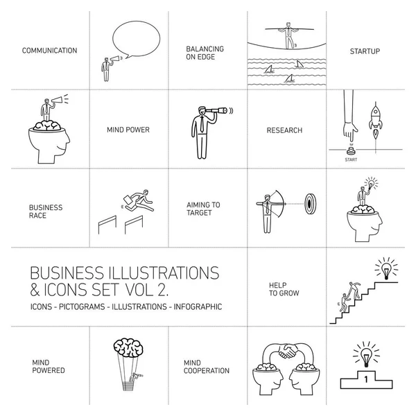 Vector concept business icons set — Stock Vector