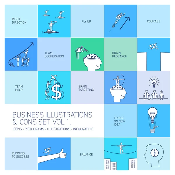 Concetto vettoriale business icons set — Vettoriale Stock