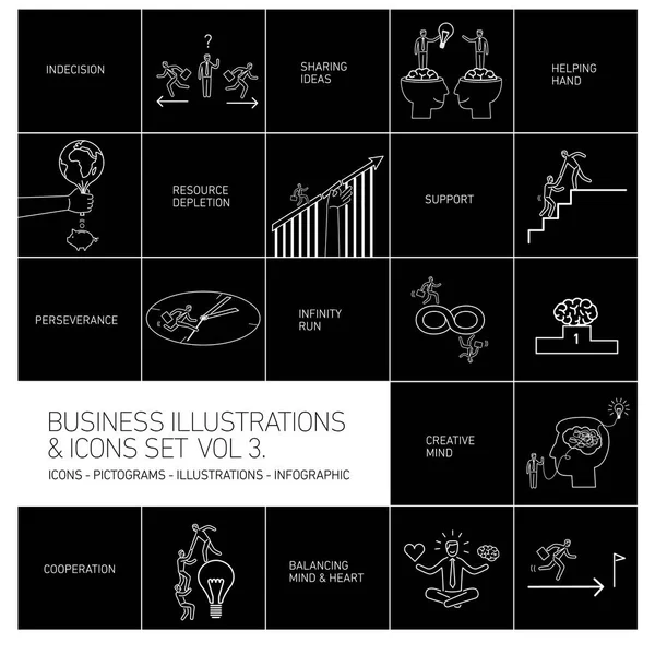 Vector concept business icons set — Stock Vector