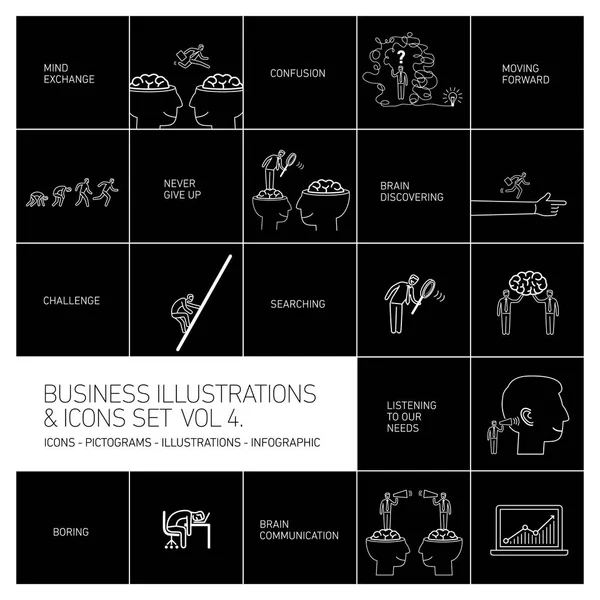 Vector concept business icons set — Stock Vector