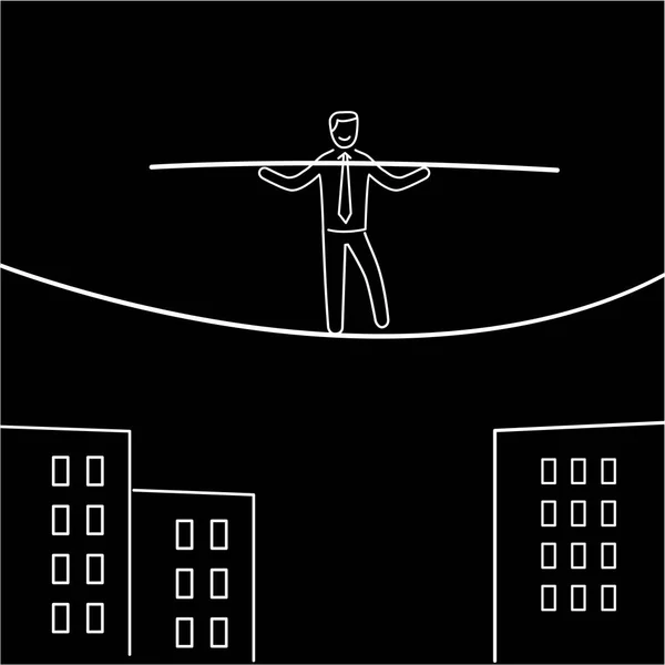 Icono de negocio de hombre de negocios equilibrio en la cuerda — Vector de stock