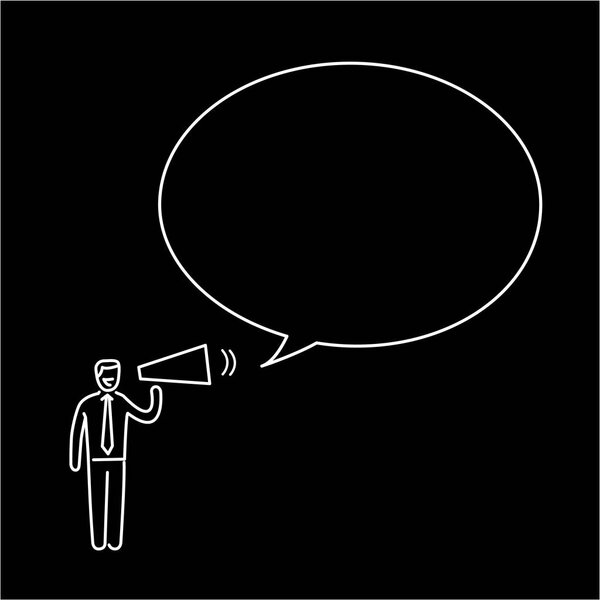 Marketing and communication. business illustration of speaking businessman