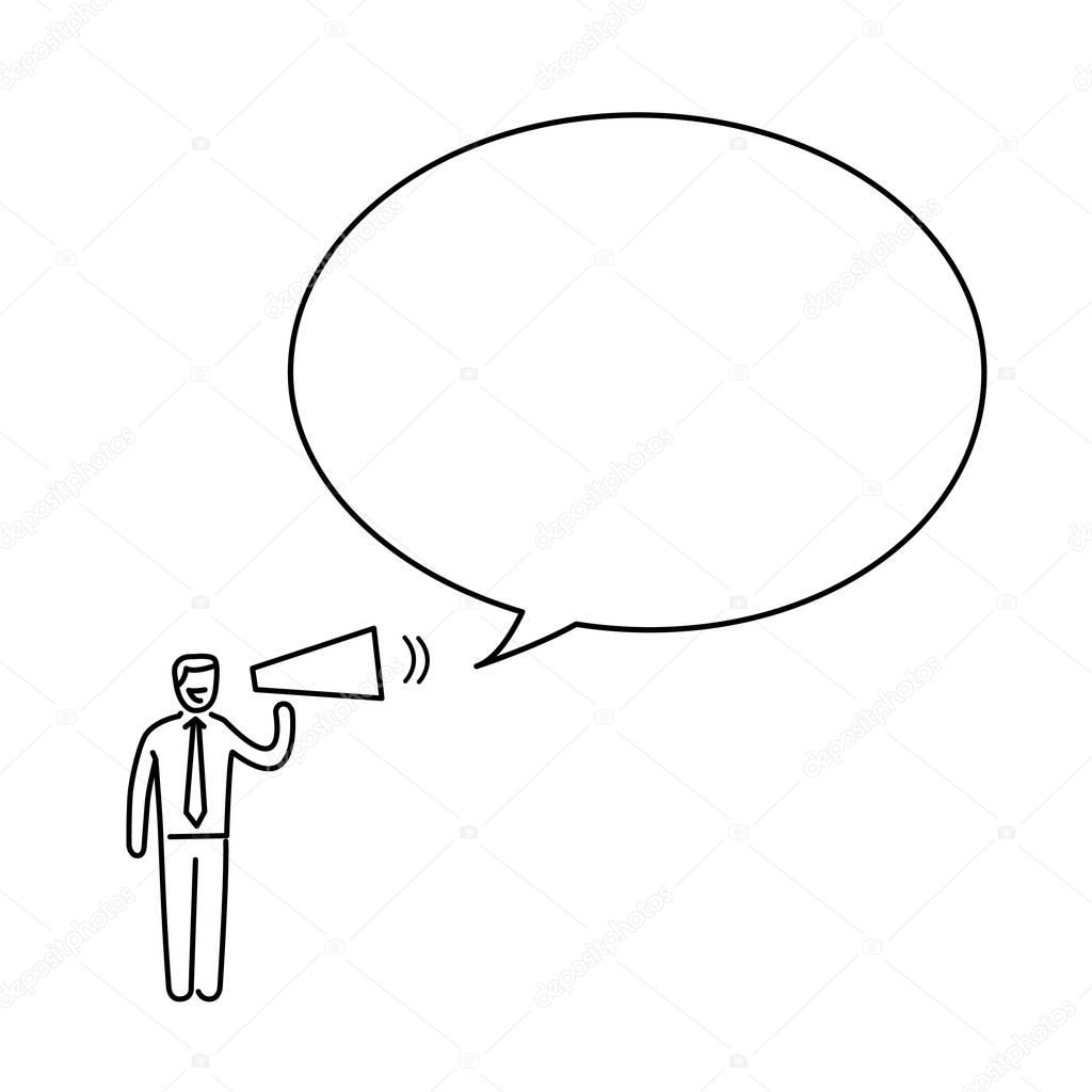 Marketing and communication. business illustration of speaking businessman
