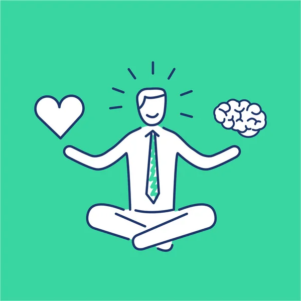 Businessman balancing heart and brain — Stock Vector