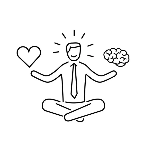 Business man balancing heart and brain — стоковый вектор