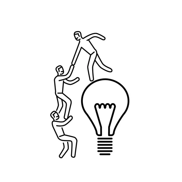 Affärsman som hjälper till att klättra på lampa — Stock vektor