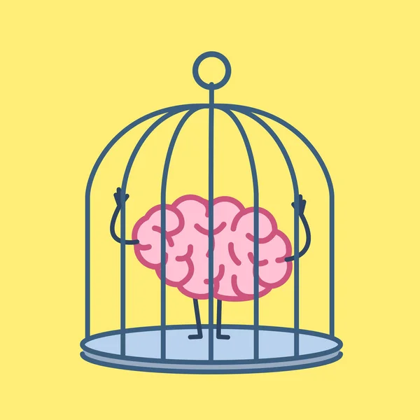 Cerveau enfermé en cage — Image vectorielle