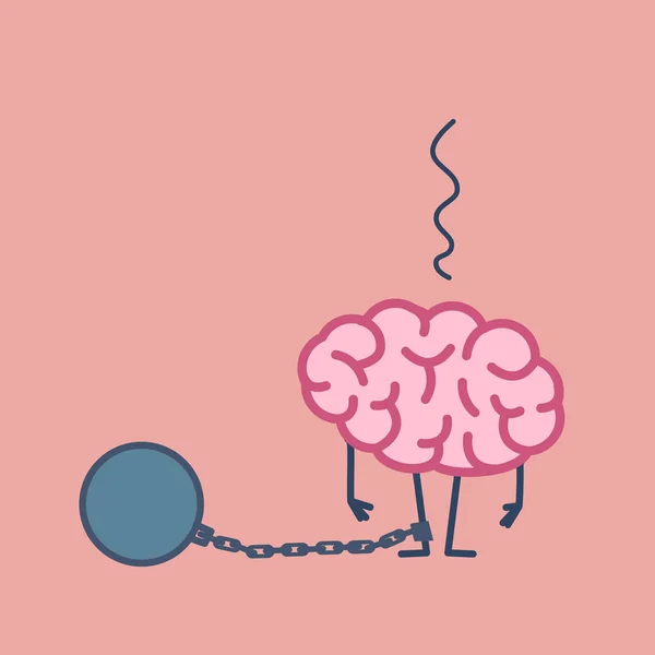 大脑与监狱的铁球 — 图库矢量图片