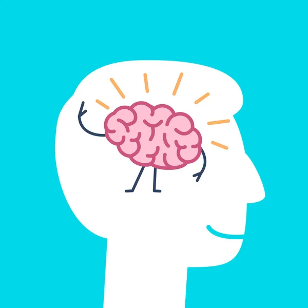 Cerebro feliz dentro de la cabeza — Vector de stock
