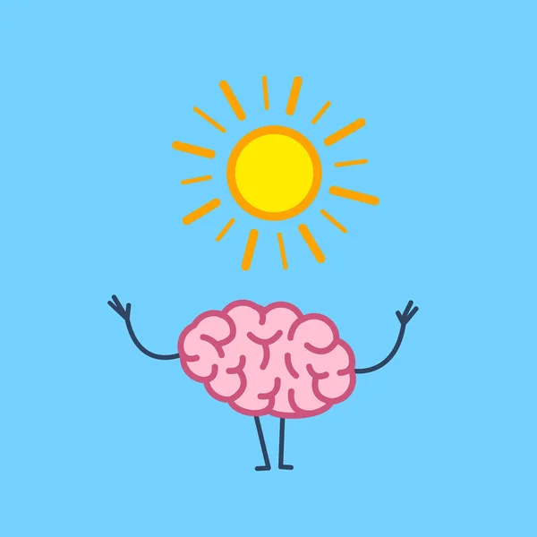 Cervello felice con il sole — Vettoriale Stock