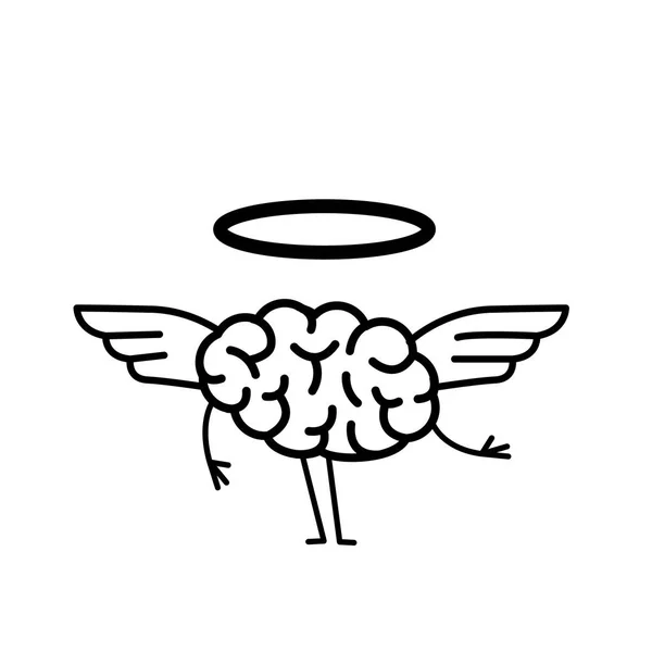 Cerveau divin avec ailes et auréole dorée — Image vectorielle