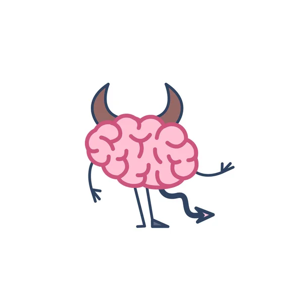 Diavolo cervello infernale con angoli, coda e zoccolo — Vettoriale Stock