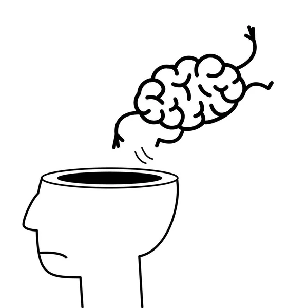 Cerebro saltando de la cabeza — Archivo Imágenes Vectoriales
