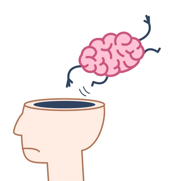Brain jumping out of the head — Stock Vector