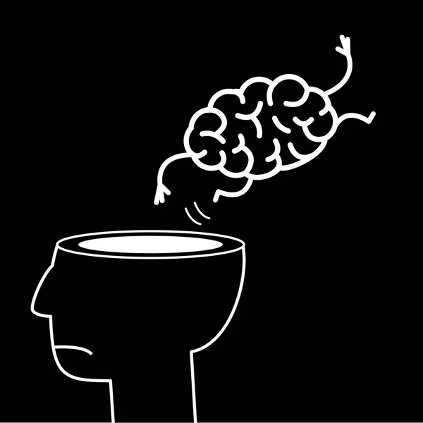 Saut de cerveau hors de la tête — Image vectorielle