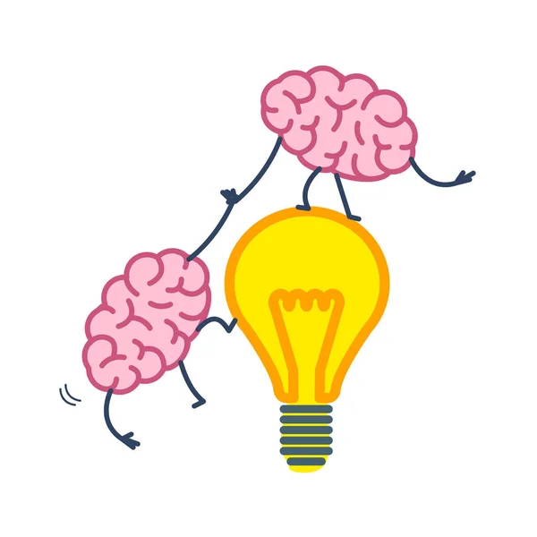 Cooperación cerebral y trabajo en equipo — Vector de stock