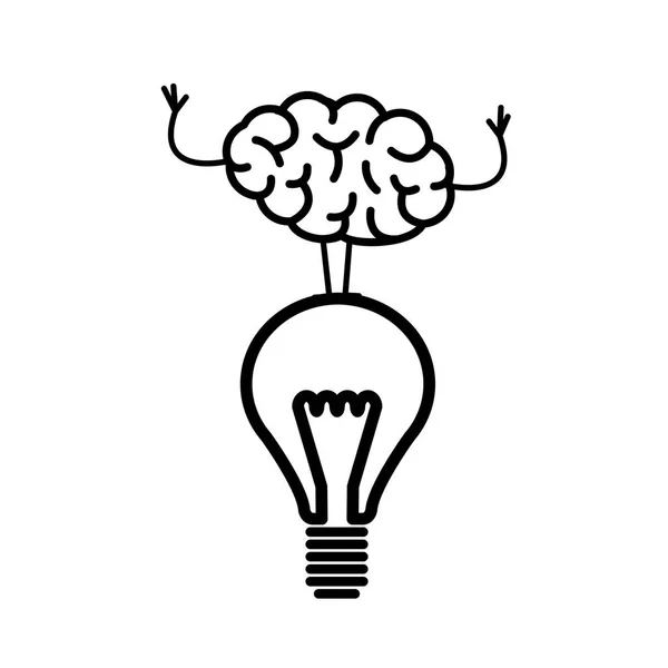 Mózg stojący na żarówki oświetlenia — Wektor stockowy