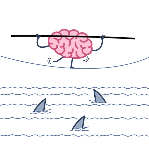 Uitdaging, en moed - conceptuele afbeelding van hersenen — Stockvector