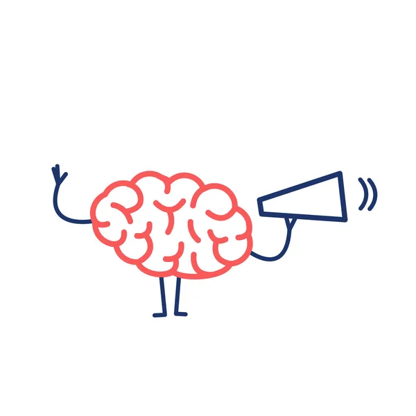 Mozek s obrázkem megafon — Stockový vektor