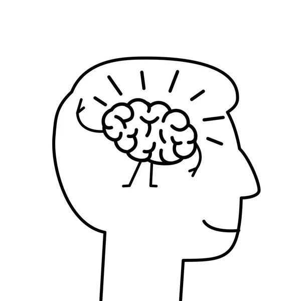 Cerveau heureux à l'intérieur tête heureuse . — Image vectorielle