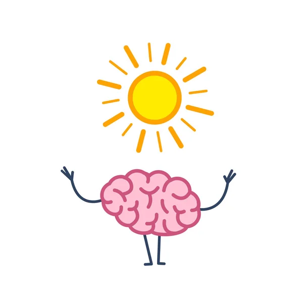 Happy brain with symbol of sun — Stock Vector