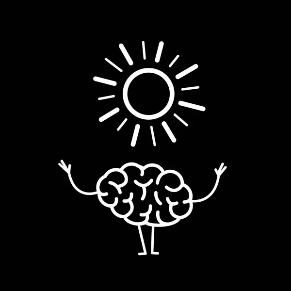 Happy brain with symbol of sun — Stock Vector