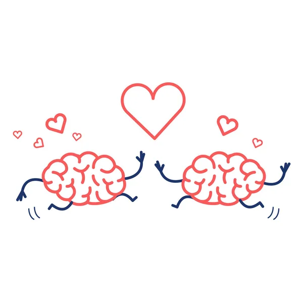 Cerveau amoureux. Deux cerveaux heureux — Image vectorielle