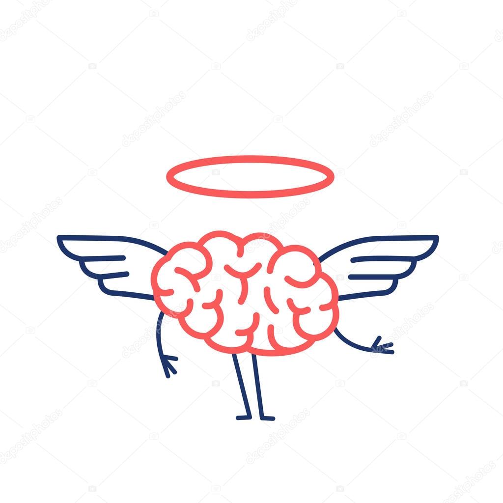 divine brain with wings and golden halo