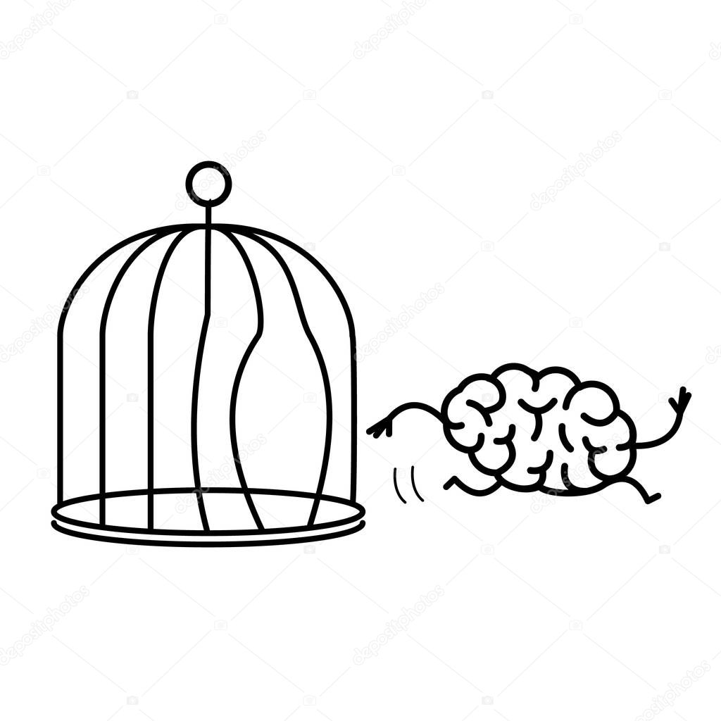Brain escaping out of the bird cage