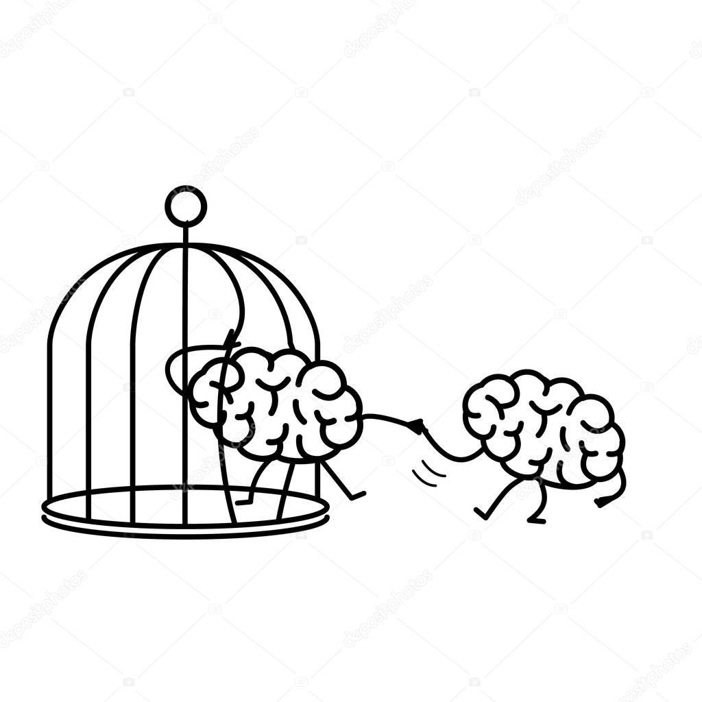 Brain helping other to escape from cage