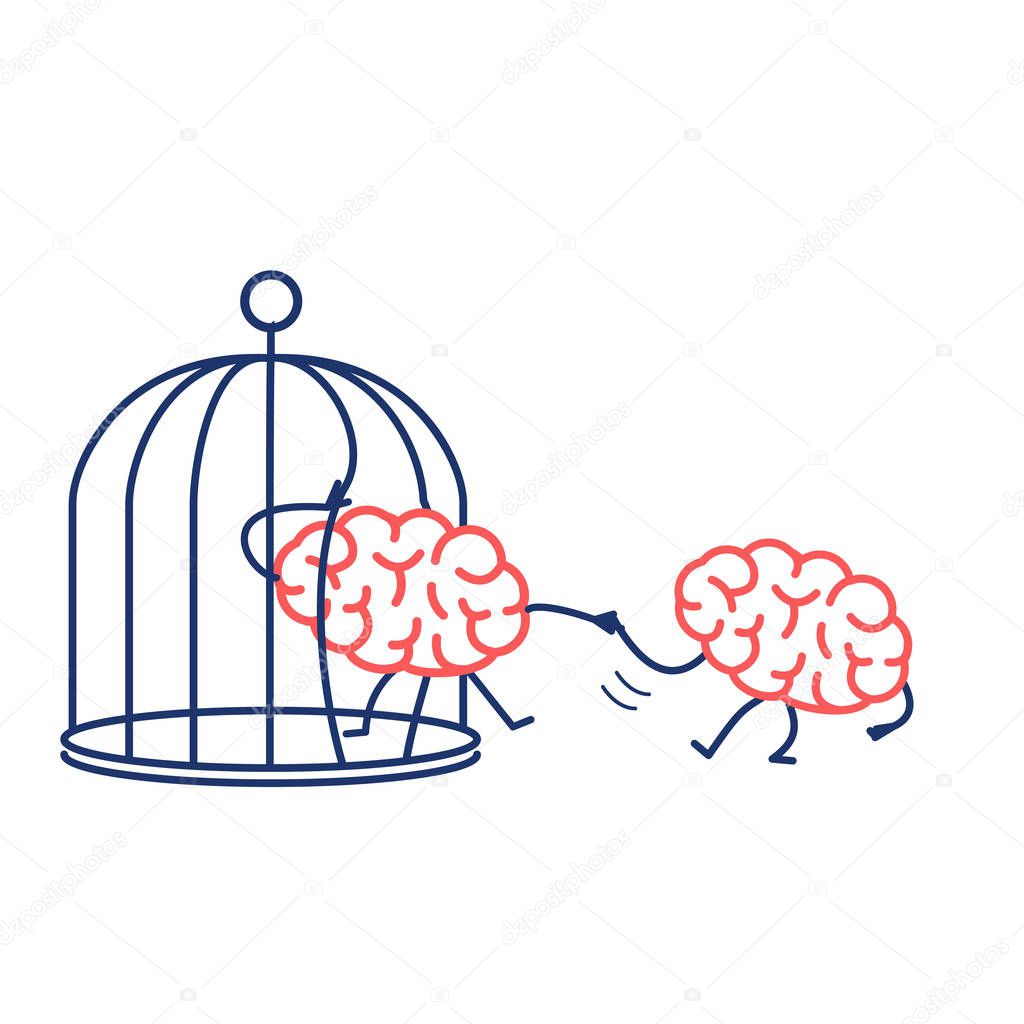 Brain helping other to escape from cage