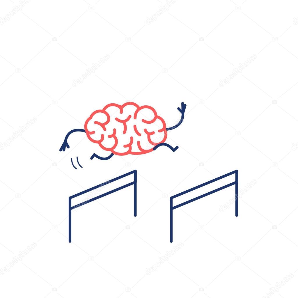 brain jumping over the obstacles