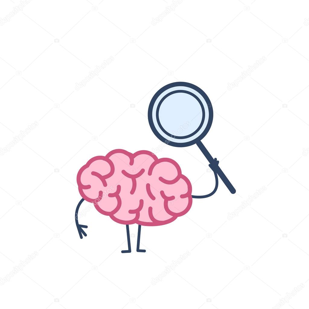 Brain with magnifying glass