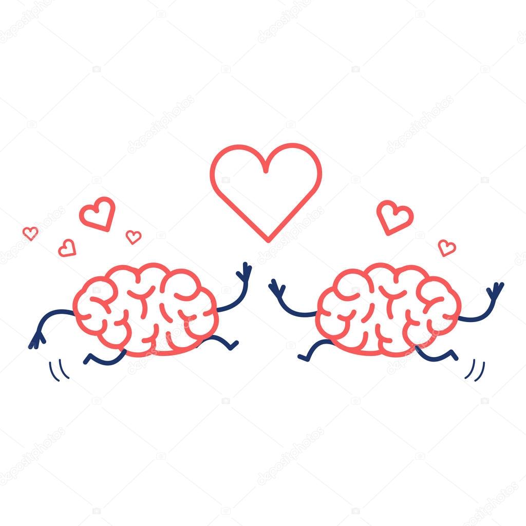 Brain in love. Two happy brains 