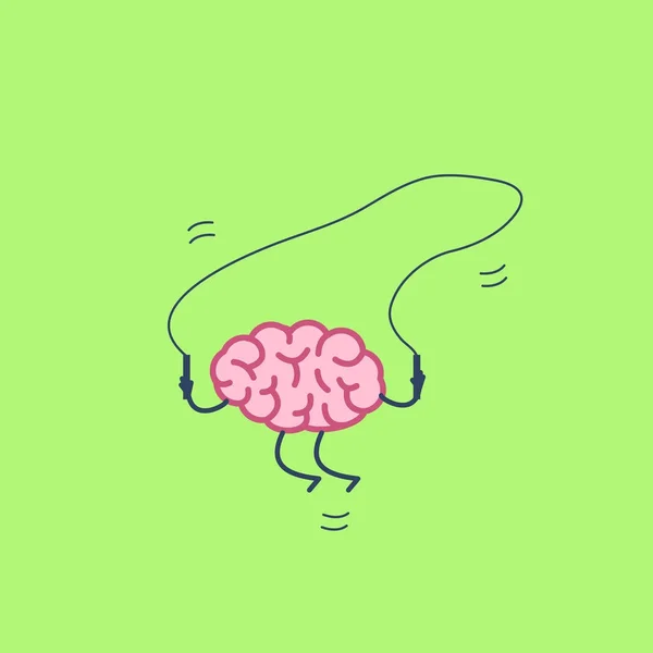 Cervello che salta sopra la corda di salto — Vettoriale Stock