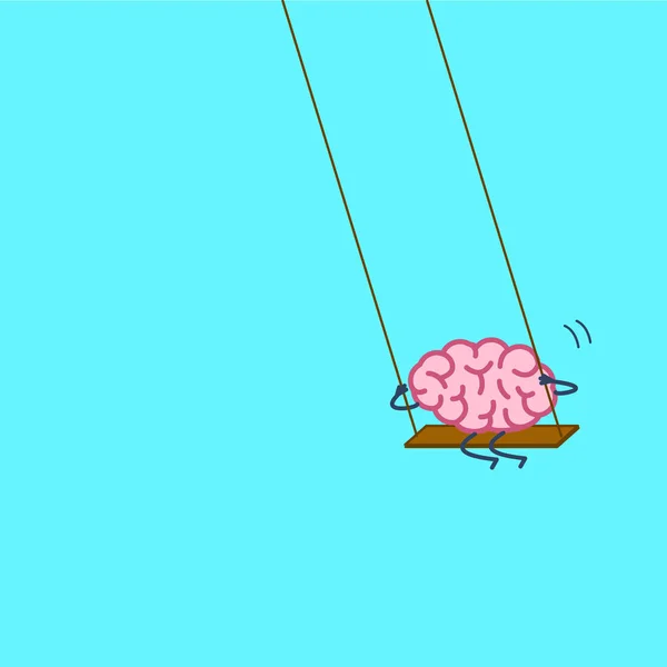 Brain swings on swing. — Stock Vector