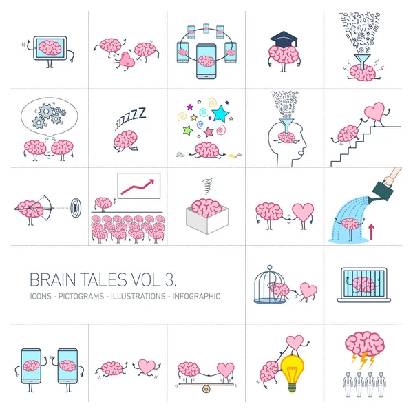 Illüstrasyonlar dizi beyin ve eğitim — Stok Vektör