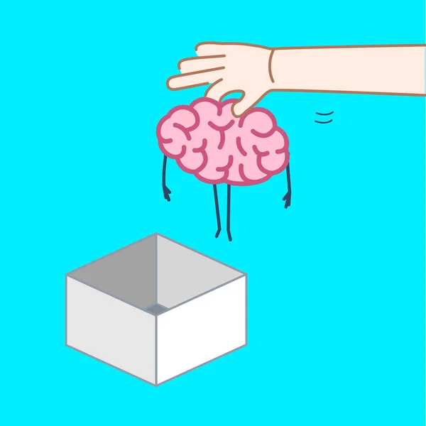 Mano sacando el cerebro de la caja — Archivo Imágenes Vectoriales