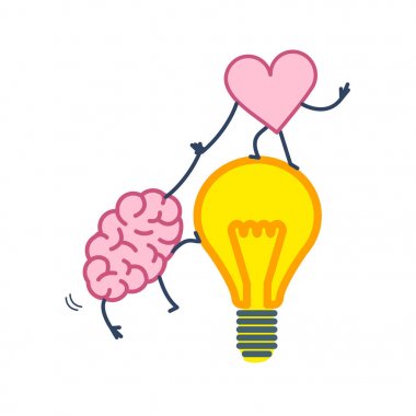Brain and heart cooperation and teamwork clipart