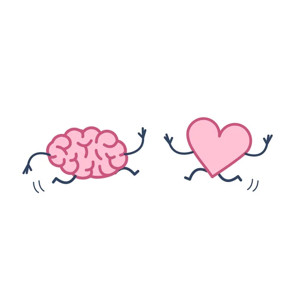 Cerebro y corazón enamorados corriendo — Vector de stock