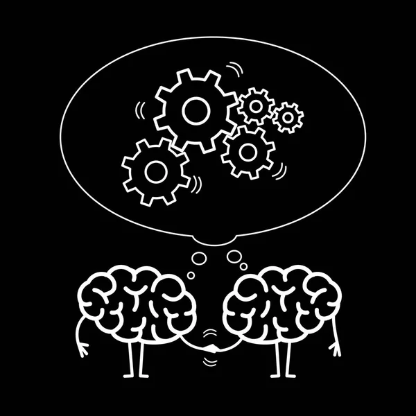 Two brains cooperation — Stock Vector