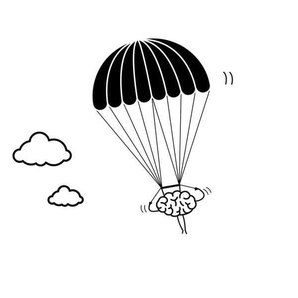 Cerveau volant en parachute — Image vectorielle