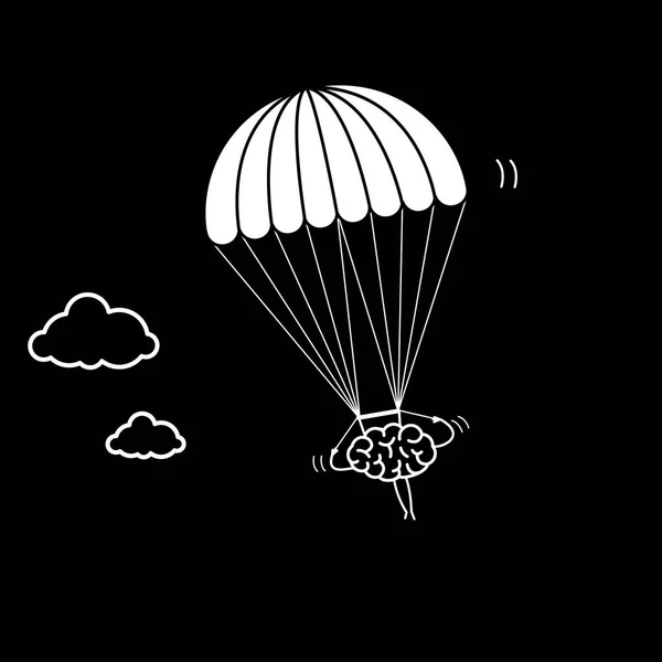Mózgu, latanie na spadochron — Wektor stockowy