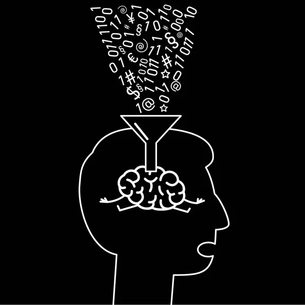 Cerveau en tête rempli d'entonnoir — Image vectorielle