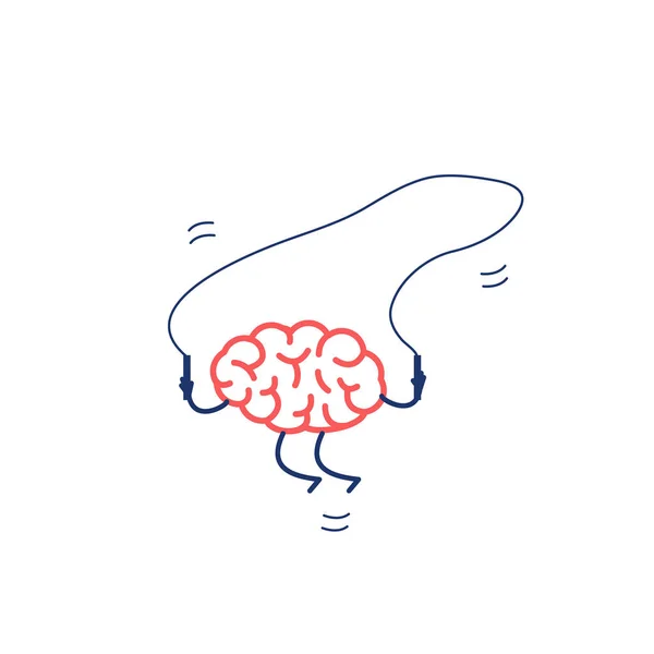 跳跃跳绳的大脑 — 图库矢量图片