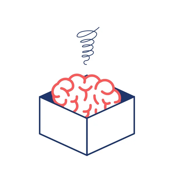 萎缩的脑子在箱子 — 图库矢量图片