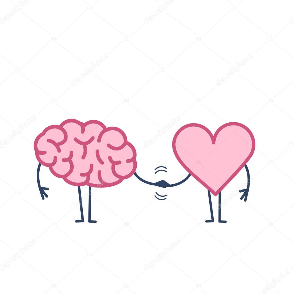 Brain and heart handshake 
